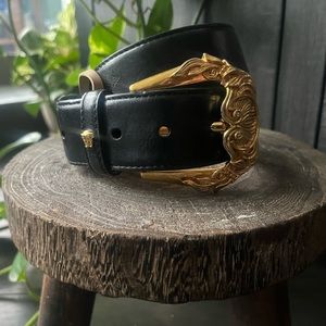 Versace First Line Baroque Buckle Leather Belt